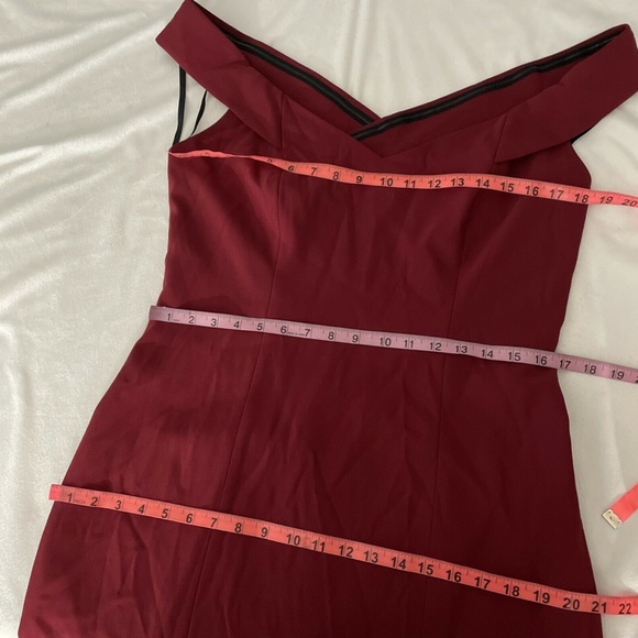 NEW Dessy Collection [ 14 ] Off Shoulder Crossback‎ Gown in Burgundy - Picture 3 of 12